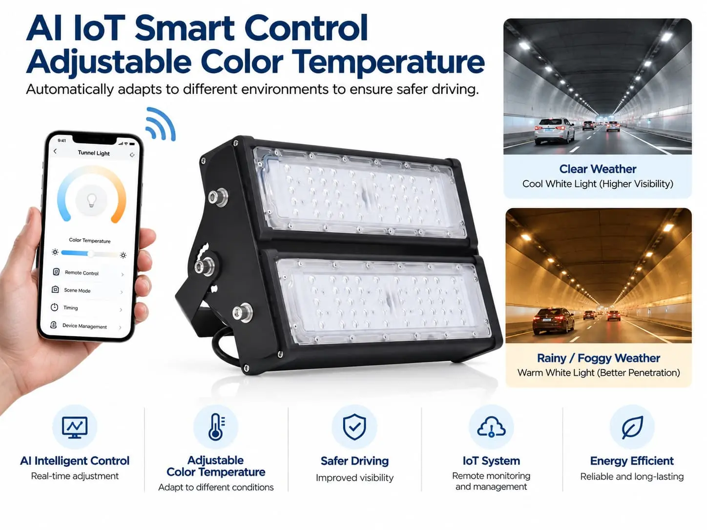 AI IoT Tunnel Light 100W