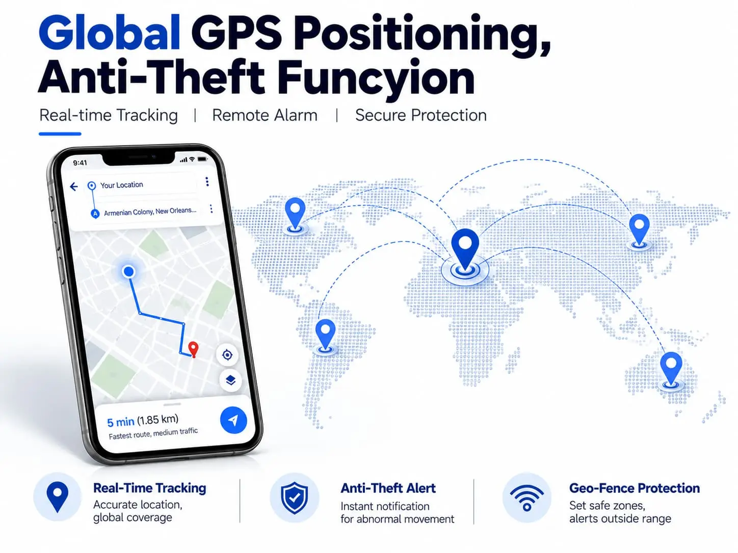Global GPS Positioning,Anti-Theft Funcyion