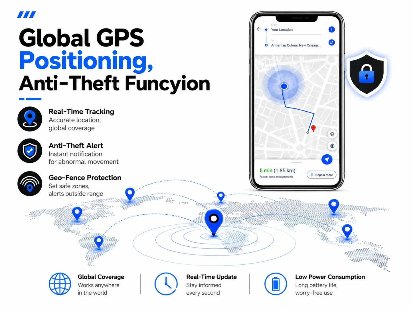 AI solar street light：Global GPS Positioning,Anti-Theft Funcyion