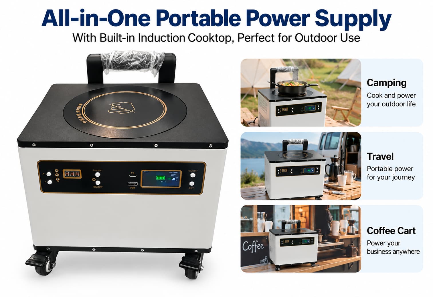 Portable Power Supply with Built-in Induction Cooktop
