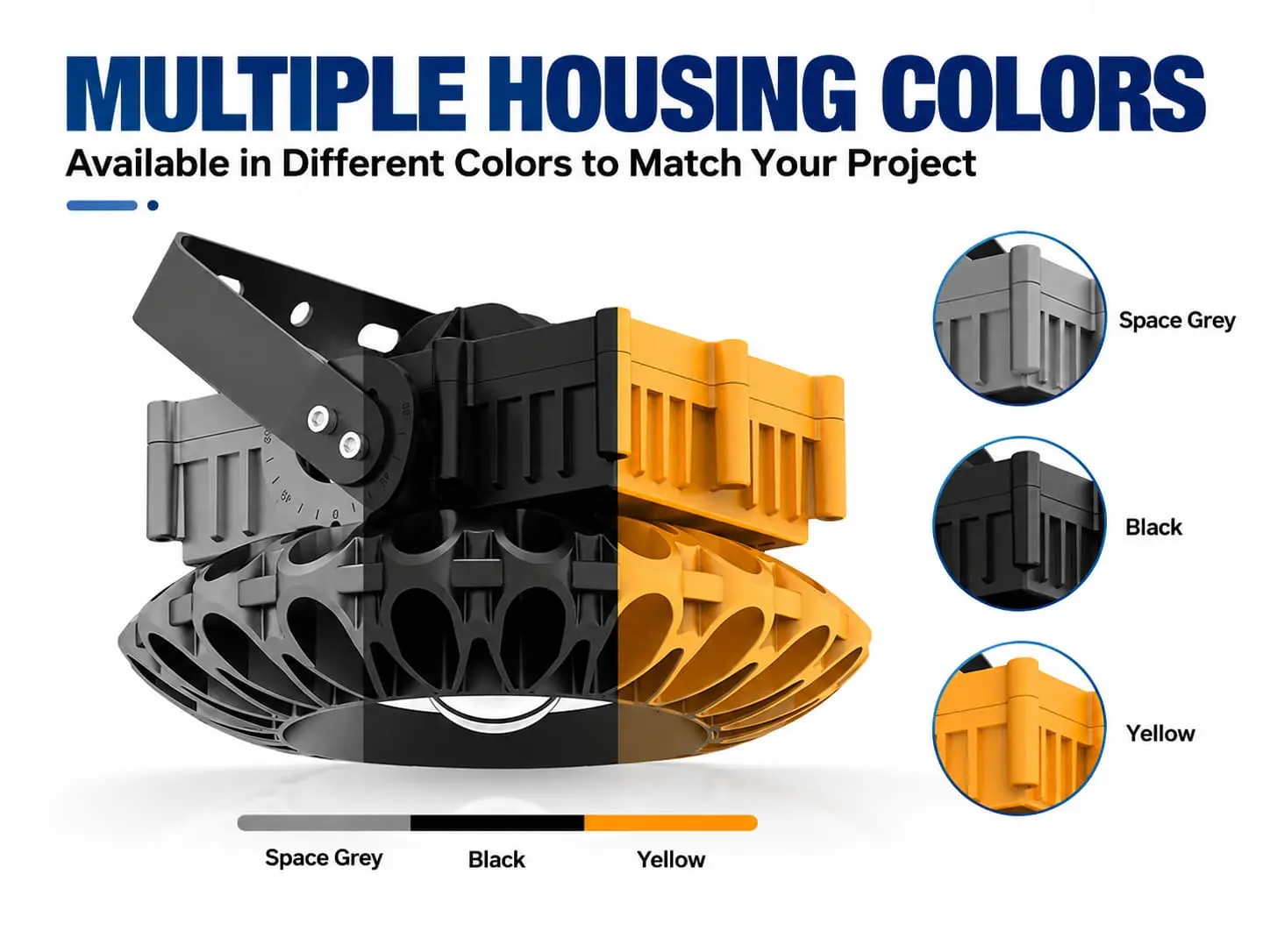 This LED explosion-proof light is available in space grey, black, and yellow to suit different industrial projects.